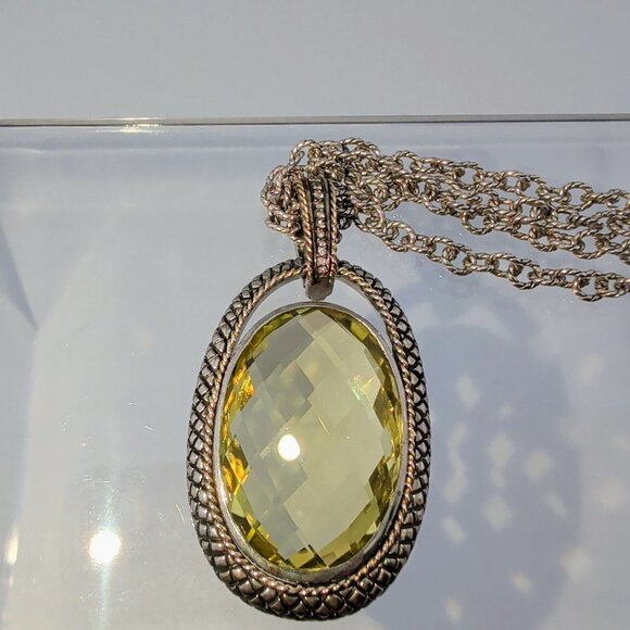 NWT Andrea Candela Ibiza Sterling Silver18K Necklace W/ Yellow Quartz Pendant - Picture 10 of 11
